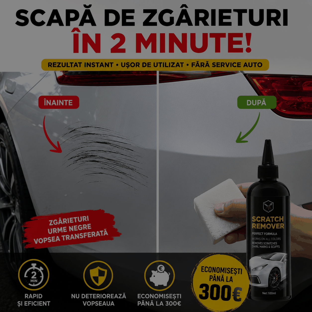 Soluție Nano pentru Zgârieturi – Efect Imediat pe Caroserie